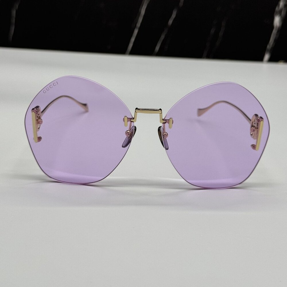 NEW GUCCI GG1203S 001 WITH GOLD CHAIN GUCCI SUNGLASSES - Picture 5 of 13
